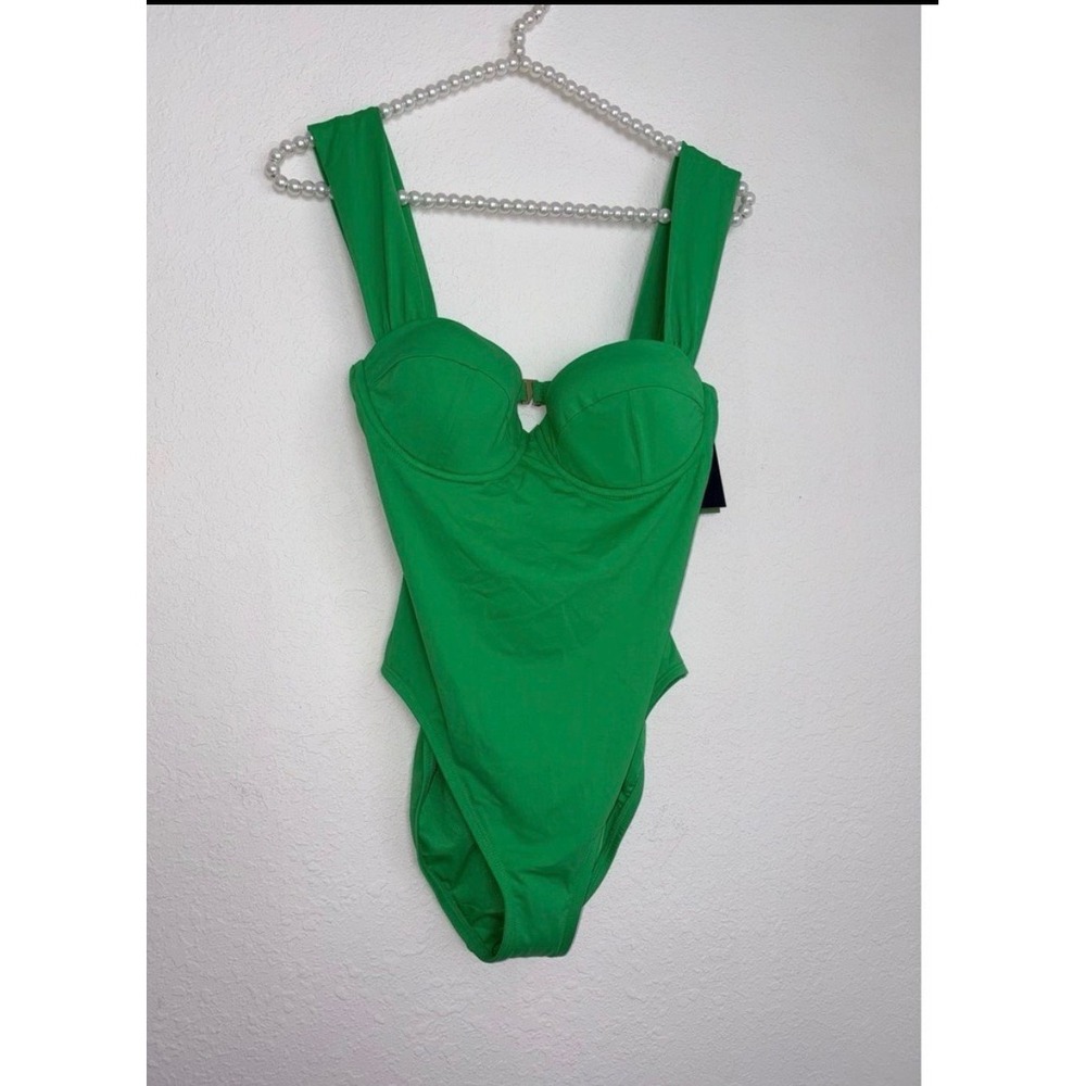 kate spade Vibrant Green Molded Cup One-Piece Swimsuit - Picture 2 of 10